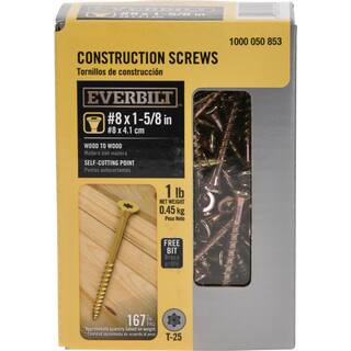 #8 1-5/8 in. Star Flat-Head Wood Screws (1 lb.-Pack) | The Home Depot
