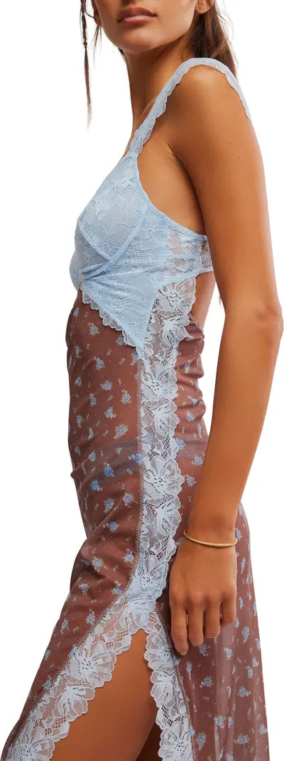 Suddenly Fine Floral Print Cutout Lace Trim Nightgown | Nordstrom