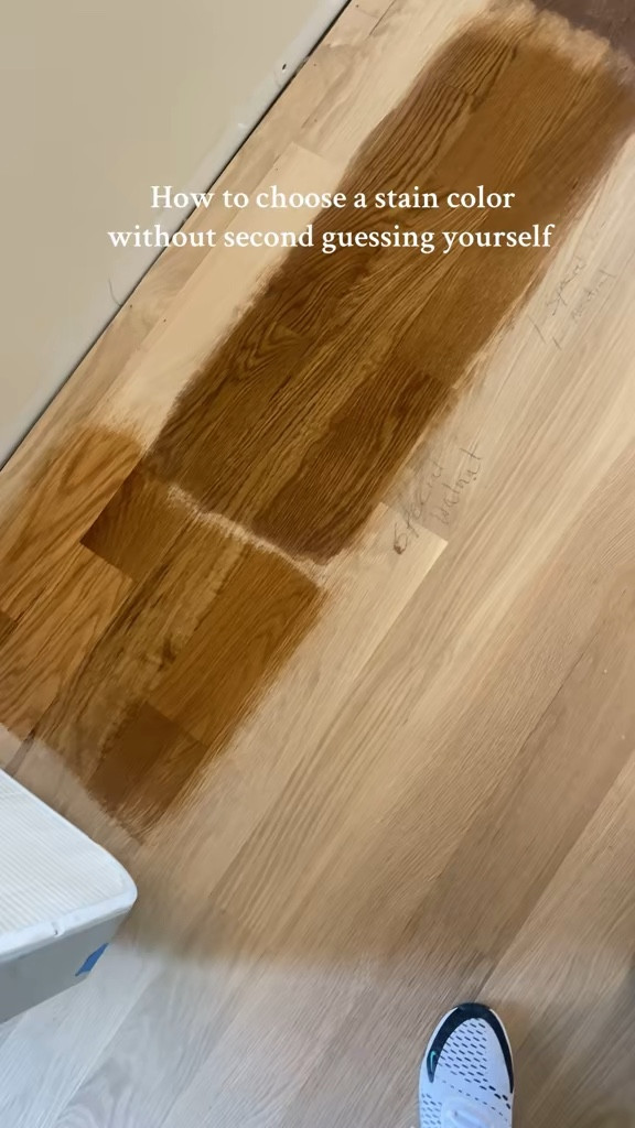Choosing a hardwood floor stain feels overwhelming unless you do this…
Test them directly on your actual flooring before you decide. Every stain looks different depending on the type of wood, the lighting, and what else is in the room. A sample or picture will never give you the whole picture.

Here are the five I tested: polyurethane, provincial, special walnut, early American, and nutmeg. Seeing them on the actual flooring made my decision clear. 

For the full breakdown, including the one I went with head to the post: https://dailysplendor.com/hardwood-floor-stain-colors-how-to-choose/ 

 #LTKstorytime #LTKvlog #LTKHome