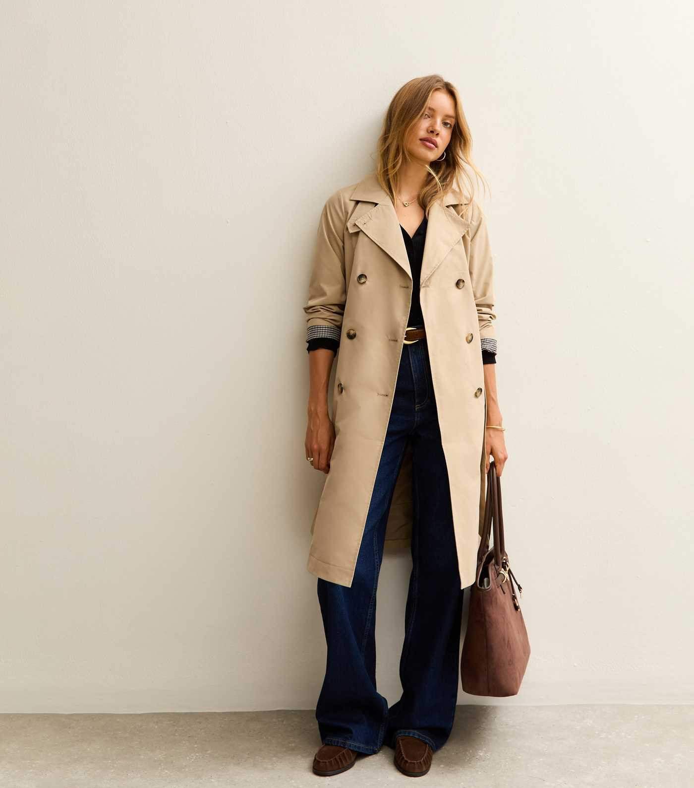 Stone Double Breasted Trench Coat | New Look | New Look (UK)
