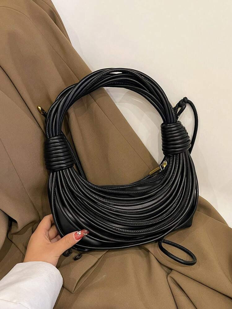 Fashionable Woven Texture Knot Detail Bag, Multiple Colors Shoulder & Handbag | SHEIN