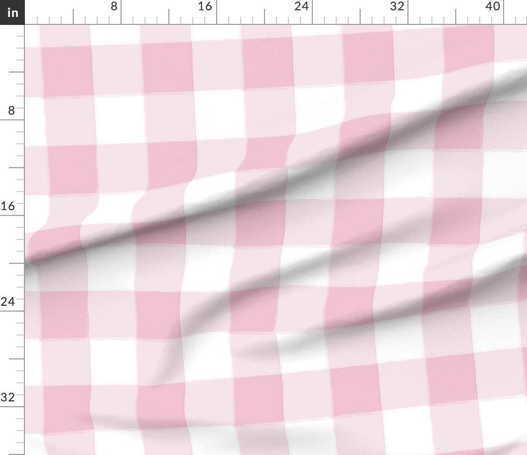 Spoonflower Fabric - Large Pink Buffalo Check Gingham Checkered Plaid White Baby Classic Printed on  | Amazon (US)