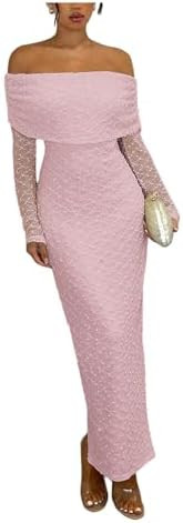 Floerns Women's Off The Shoulder Maxi Fall Dress Long Sleeve Bodycon Cocktail Wedding Guest Dress... | Amazon (US)