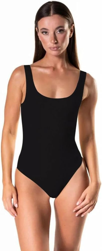 Ribbed Women's Bodysuits Sexy Strappy Square Neck Sleeveless Tummy Control Tank Tops Bodysuits | Amazon (US)