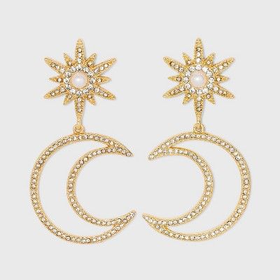 SUGARFIX by BaubleBar Star and Moon Drop Earrings - Gold | Target