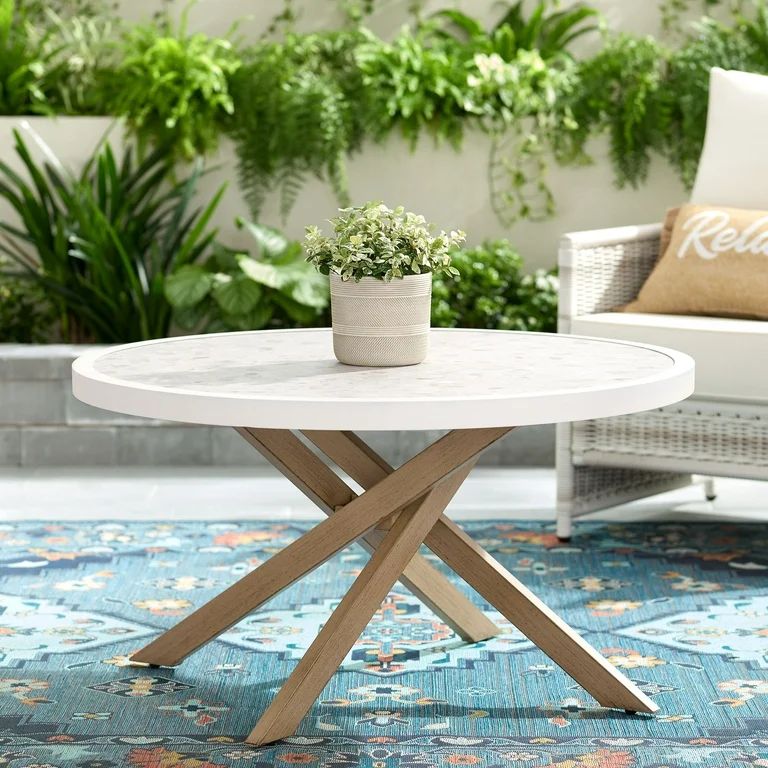 Better Homes & Gardens Paige 37" Round Outdoor Tile-Top Coffee Table, White - Walmart.com | Walmart (US)