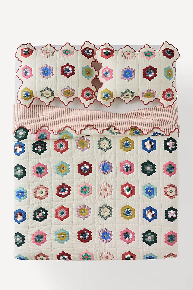 Millie Cotton Printed Geo Shaped Edge Quilt | Anthropologie (US)