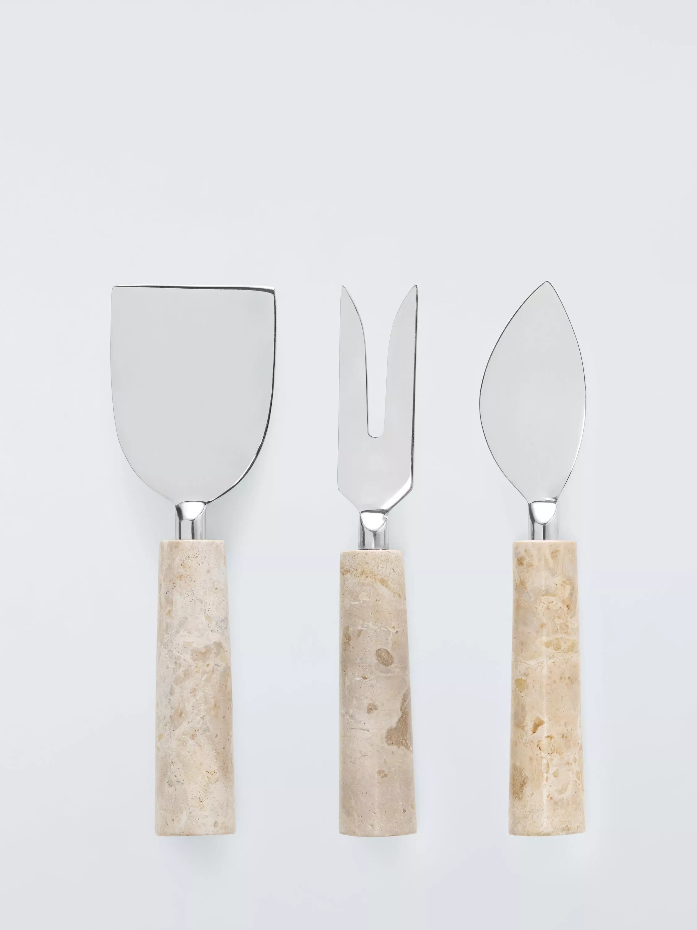 John Lewis Fossil Beige Marble Handle Cheese Knives, Set of 3 | John Lewis (UK)