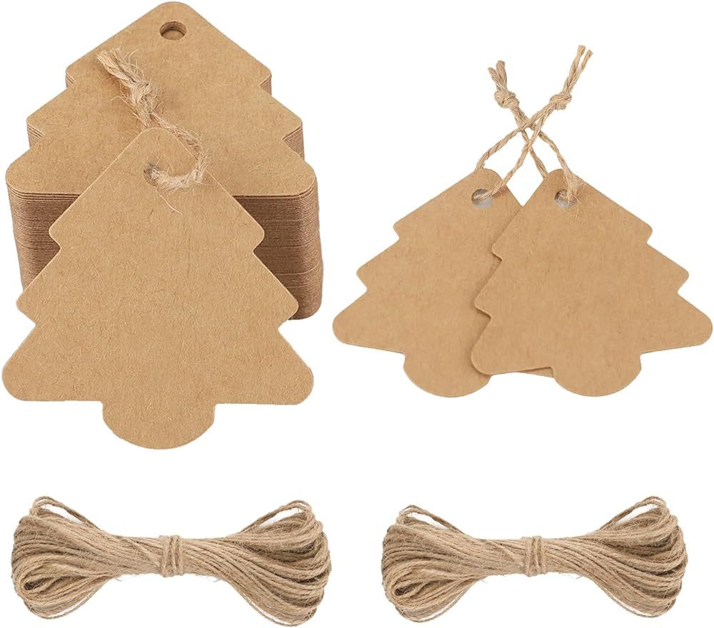 Amazon.com: jijAcraft Christmas Gift Tags, 100Pcs Christmas Tree Shape Tags with String, Blank Gi... | Amazon (US)