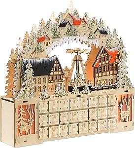 HOMCOM Christmas Advent Calendar, Light Up Reusable Holiday Decoration with 24 Fillable Countdown... | Amazon (US)