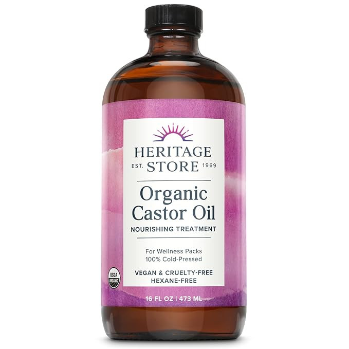Heritage Store Organic Castor, Glass Bottle, Cold Pressed, Rich Hydration for Hair & Skin, Bold L... | Amazon (US)