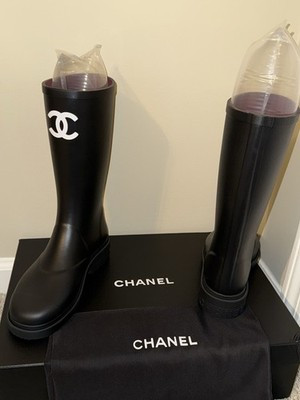 Chanel Black Rubber CC Logo Tall Rain Boots Women’s EU 36 | eBay US