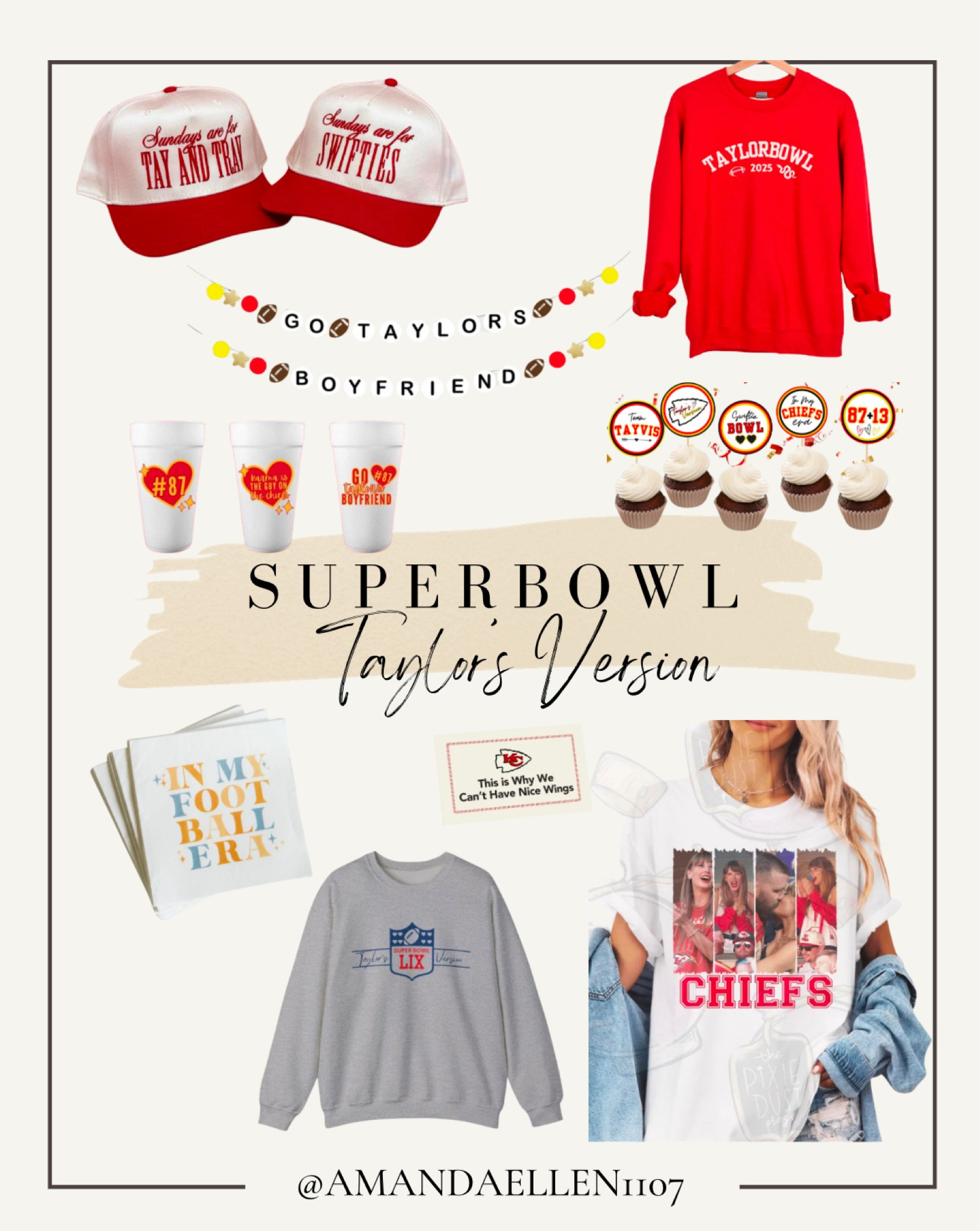 Super Bowl Sunday is almost here, and I’ve rounded up the best Taylor’s Version picks to celebrate in style! Whether you’re repping red for the Chiefs, channeling Eras Tour vibes, or just here for the snacks and halftime show, I’ve got you covered. From graphic tees and cozy sweatshirts to accessories that scream “it’s a love story,” these finds are perfect for any Swiftie watching the big game. Scroll to shop all my Super Bowl faves and get game-day ready—no fumbles in fashion here!


#LTKFindsUnder100 #LTKFindsUnder50 #LTKParties