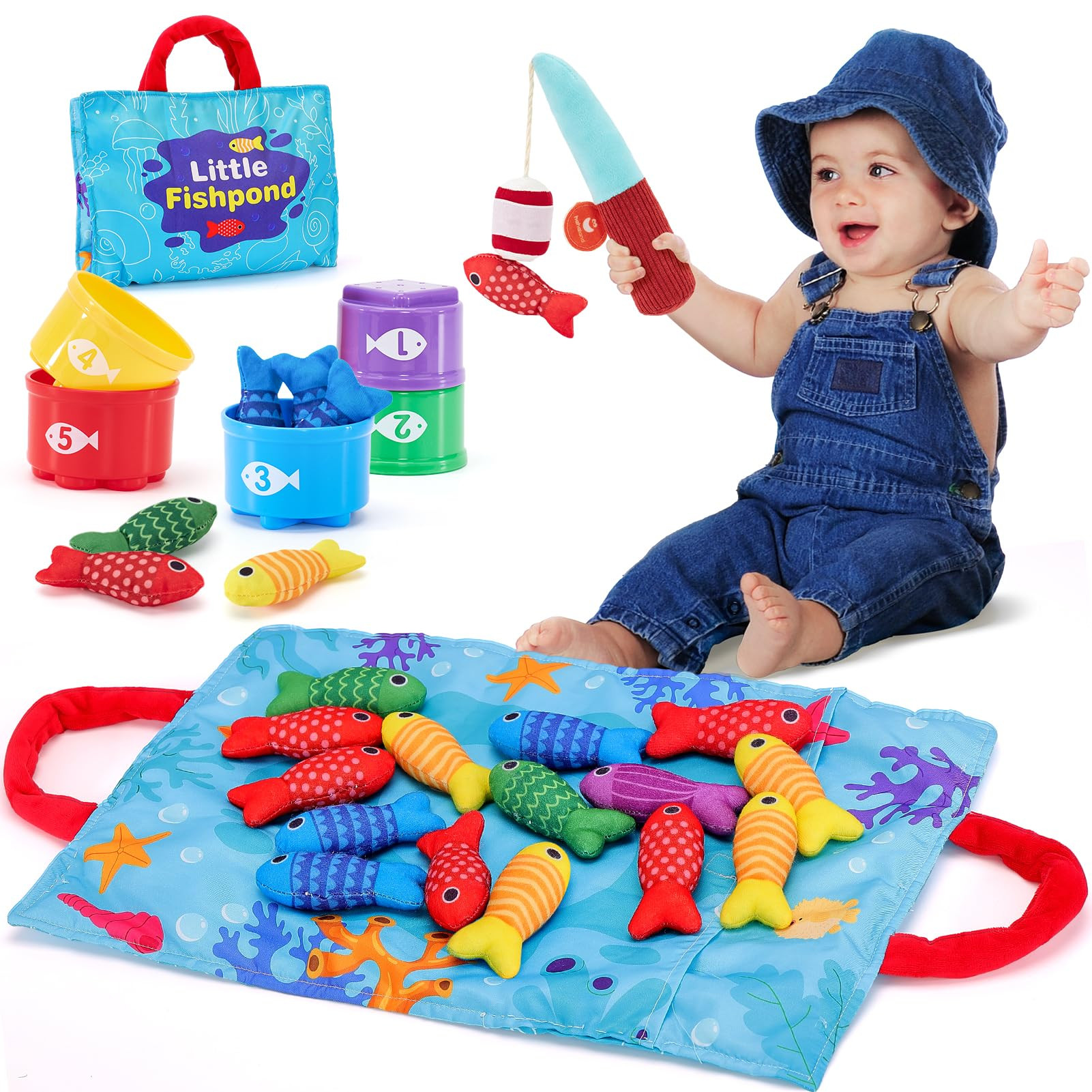 Toddler Toys Montessori Toys for 1 Year Old Boy Girl Birthday Gift -10 in 1 Cloth Fishing Game fo... | Amazon (US)
