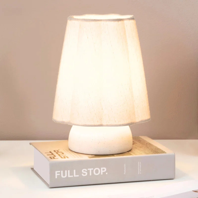 Kylie 9" Modern Ceramic LED Table Lamp With Cream Linen Shade, Bulb Included | Wayfair North America