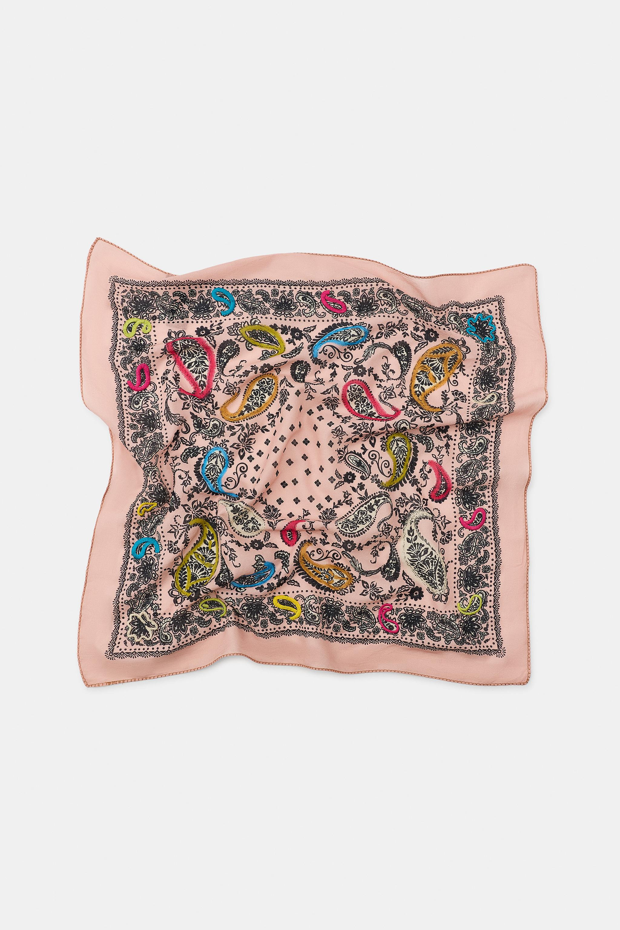 EMBROIDERED PRINTED BANDANA SCARF | Zara US