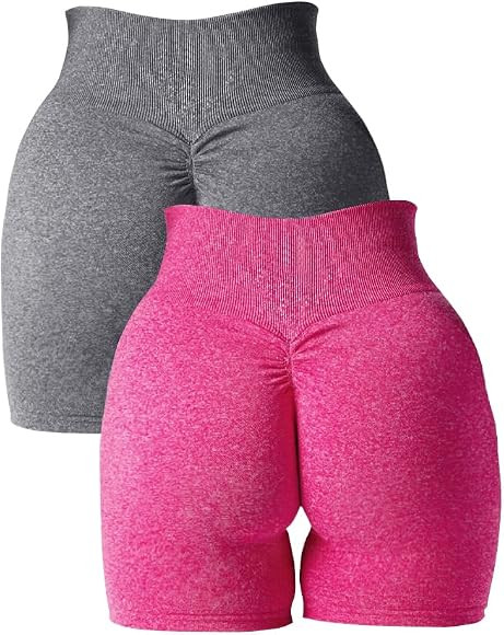 Abonlen Women Scrunch Seamless 2 Piece Workout Shorts High Waisted Yoga Shorts Gym Running Athletic  | Amazon (US)