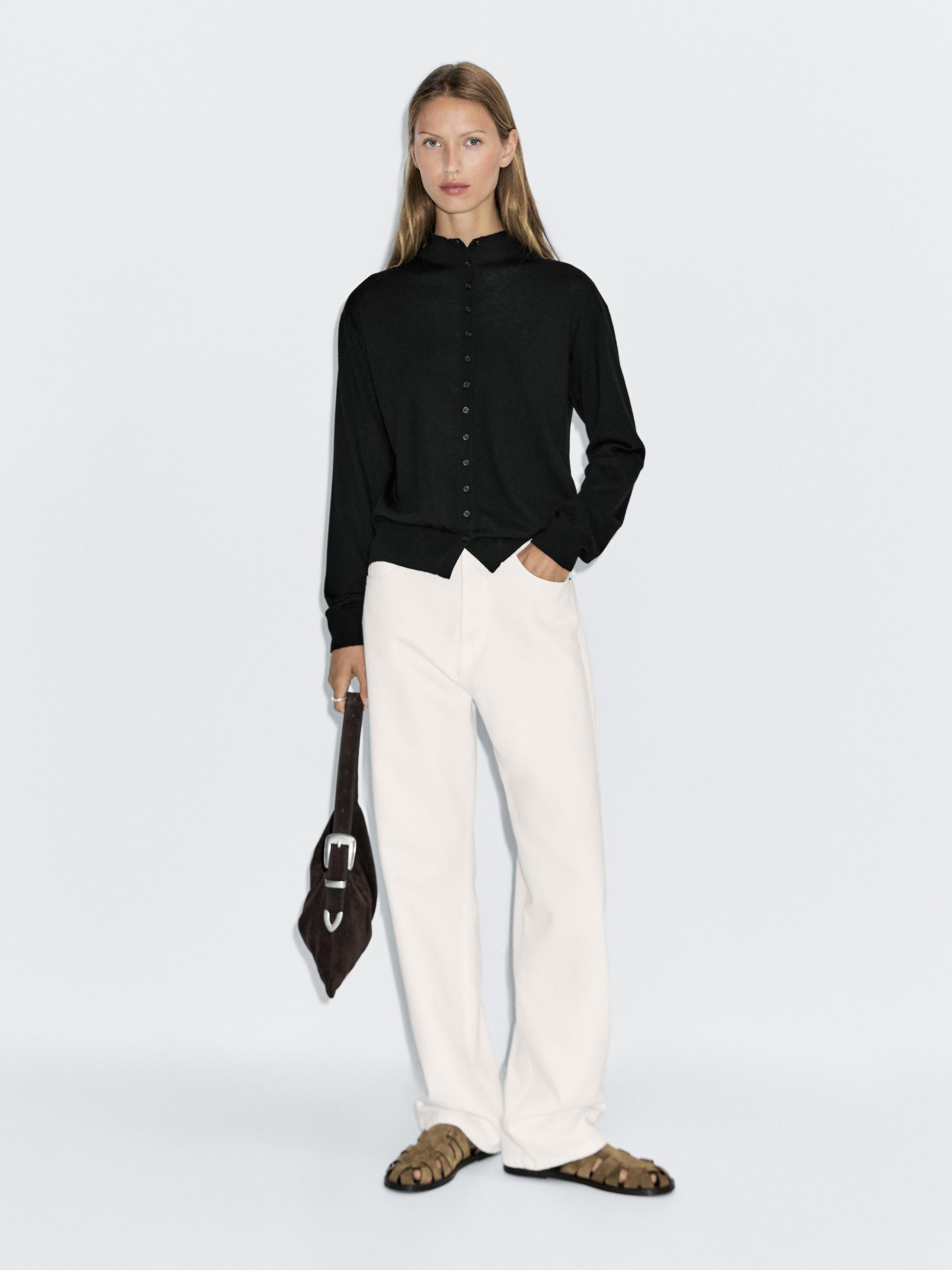 Knit cardigan with mock turtleneck | Massimo Dutti US