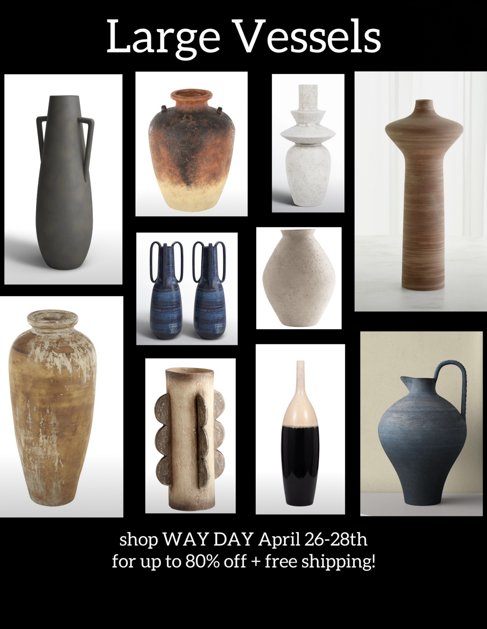 Large vases and vessels I’ve used in some of my designs. I love that you can shop by size on Wayfair! So many unique pieces, too. Way Day is 4/26-4/28 and includes sales  up to 80% off and free shipping!
@wayfair #wayday #wayfair #wayfairpartner

#LTKSaleAlert #LTKHome