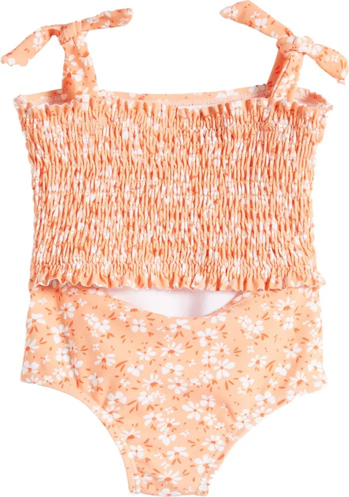 TINY TRIBE Floral Print Smocked Two-Piece Swimsuit | Nordstrom | Nordstrom