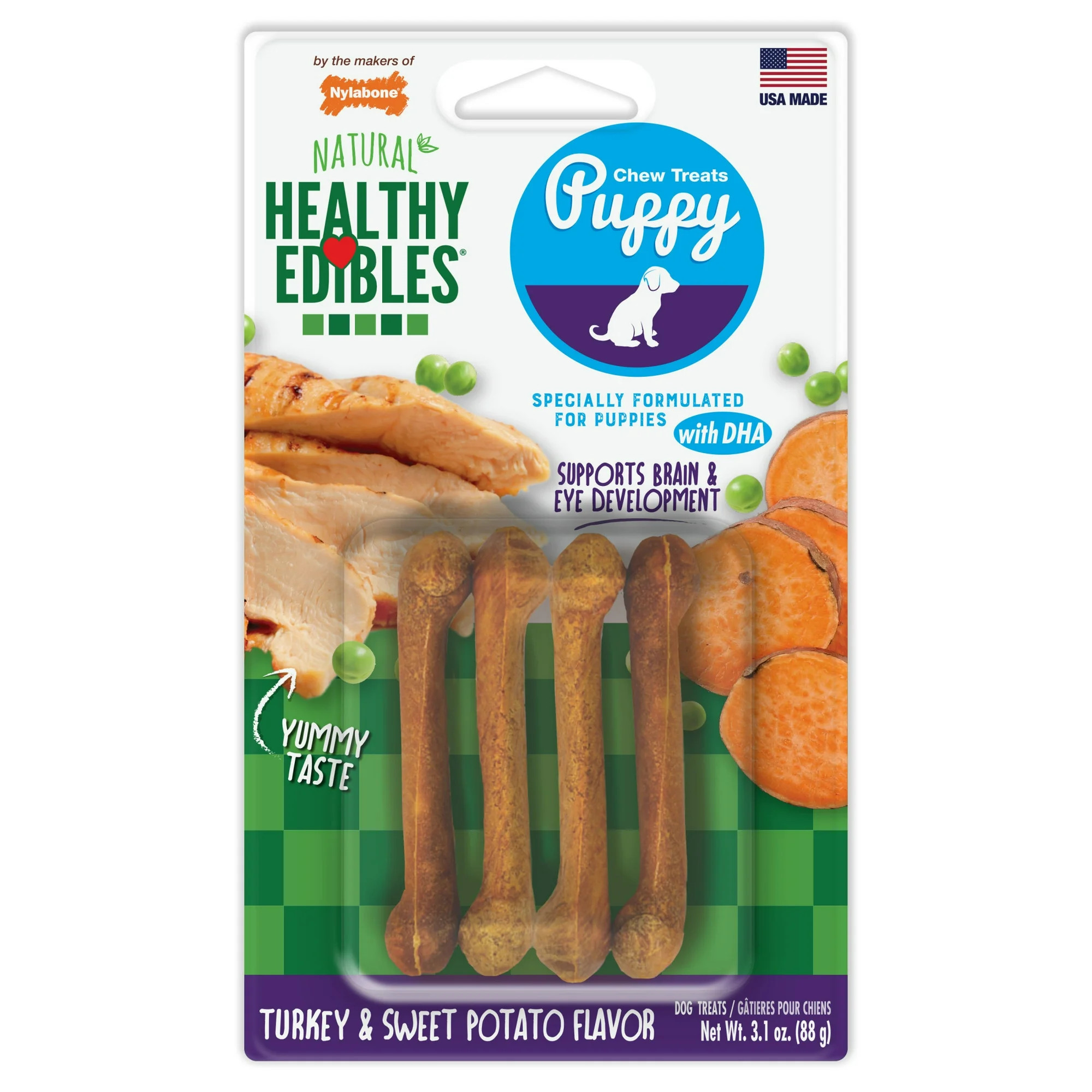 Nylabone Healthy Edibles All-Natural Long Lasting Puppy Chew Treats Turkey & Sweet Potato X-Small... | Walmart (US)
