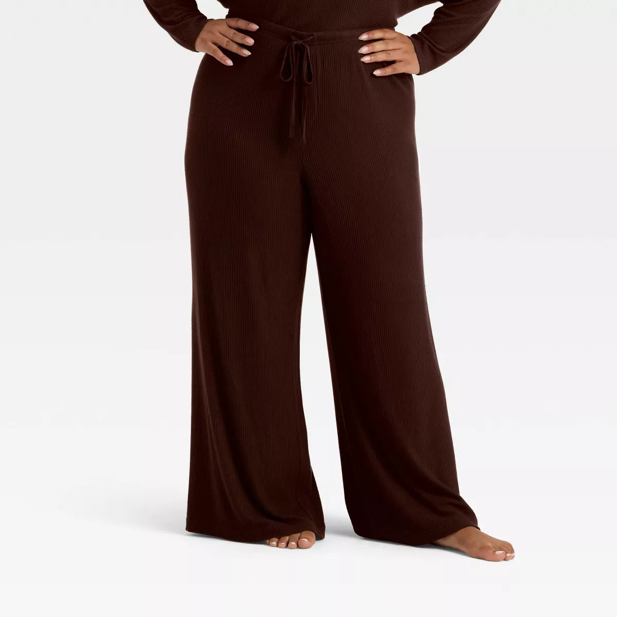 Women's Cozy Ribbed Wide Leg Pants - Auden™ Brown M | Target