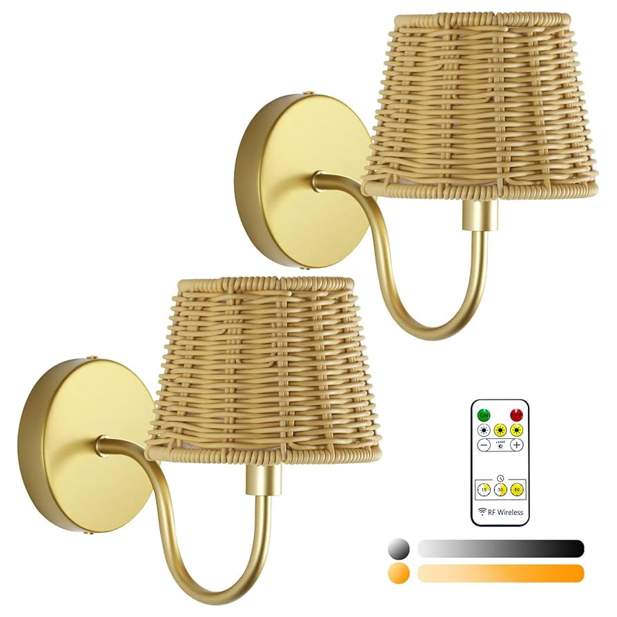 Battery Operated Wall Sconce Set of Two, Rechargeable Wireless Sconces with Dimmable Detachable M... | Amazon (US)