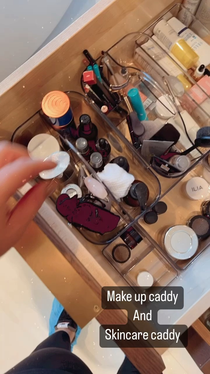 mDesign Plastic Makeup Storage Organizer Caddy Tote - Divided Basket Bin, Handle