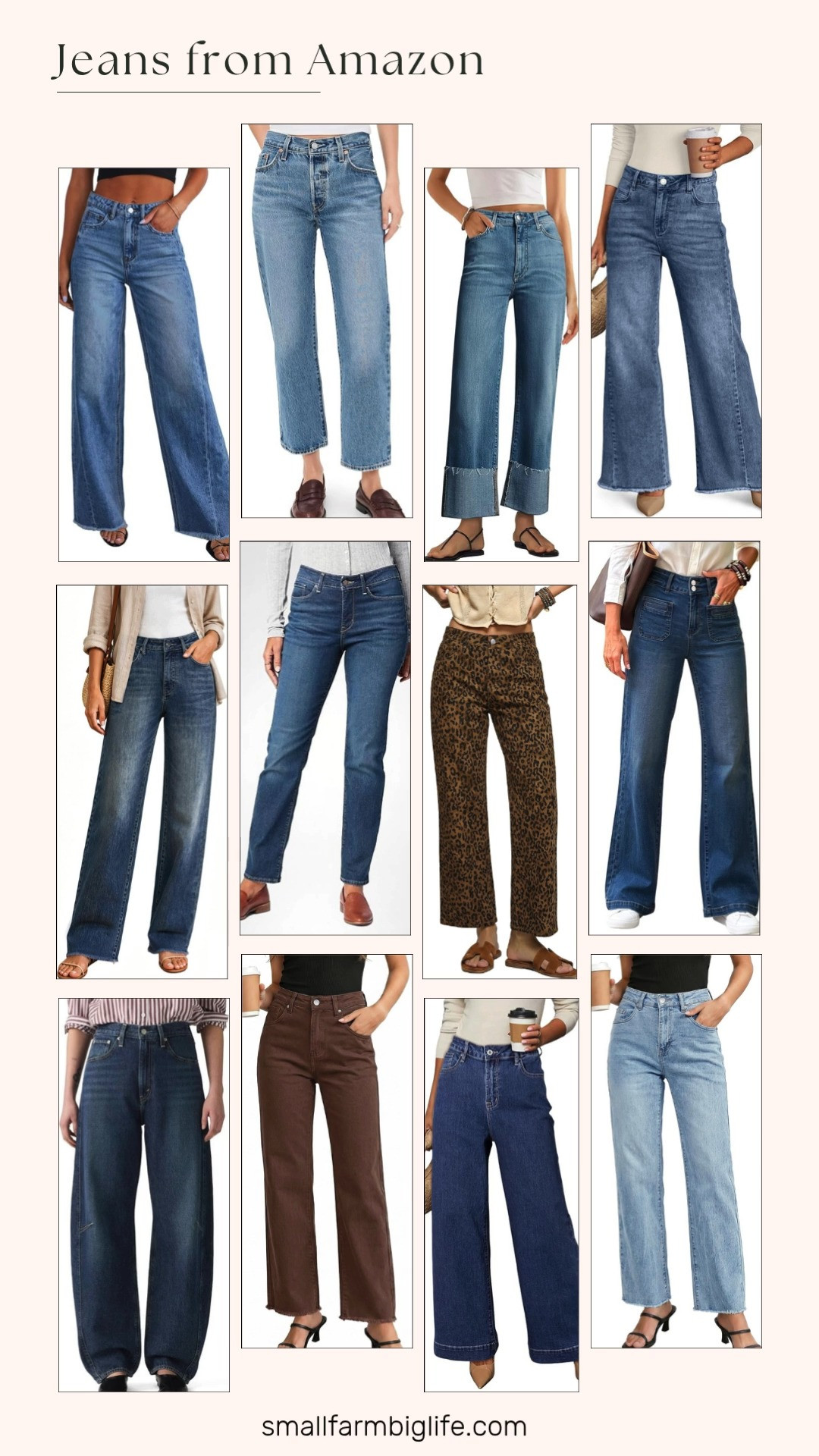 Amazon jeans are having such a moment right now and I have rounded up all my favorites for you.

The medium light blue Sidefeel Wide Leg Jeans have such an easy raw hem, baggy boyfriend fit, and I also love the medium vintage blue Sidefeel Wide Leg Jeans with the double button waistband for a little extra tummy control. The medium blue KUNMI Wide Leg Straight Leg Jeans are another great everyday option with pockets, and the medium vintage blue Trendy Queen Wide Leg Jeans have such a relaxed, low rise fit for autumn outfits.

For something more classic, the light vintage wash Levi's 501 '90s Ankle jeans and the medium blue Levi Strauss Signature Gold Totally Shaping Straight Jeans are both timeless staples, and the dark blue vintage Levi's Cinch Barrel Jeans bring a fun, trendy silhouette. The dark blue vintage High Waisted Straight Leg Jeans with tummy control are another flattering everyday pick.

If you want something with a bit more texture, the pecan brown GRAPENT Frayed Raw Hem Jeans and the ice blue wash GRAPENT Frayed Raw Hem Jeans both have such a lived in, casual look, and the dark blue wash Dokotoo Wide Leg Loose Jeans are soft and stretchy for all day comfort. For a fun statement piece, the brown cheetah luvamia Leopard Print Wide Leg Jeans add such a western chic touch to any fall outfit.

So many great denim options to shop this season, all linked for you.

#amazonfashion #jeans #fallfashion #falloutfits #autumnoutfits 

 #LTKgrwm #LTKootd #LTKOver40