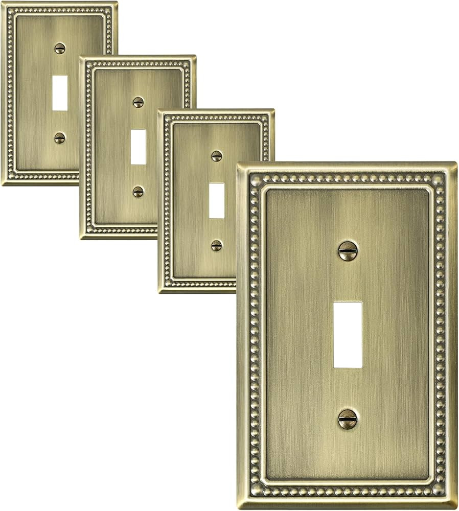 4-Pack Single Toggle Light Switch Cover Plate, Pearls Decorative Switch Plate Covers, Antique Bra... | Amazon (US)