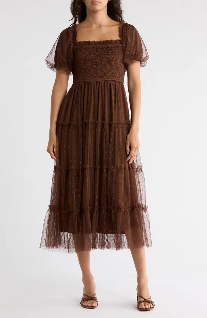 Puff Sleeve Midi Dress | Nordstrom Rack