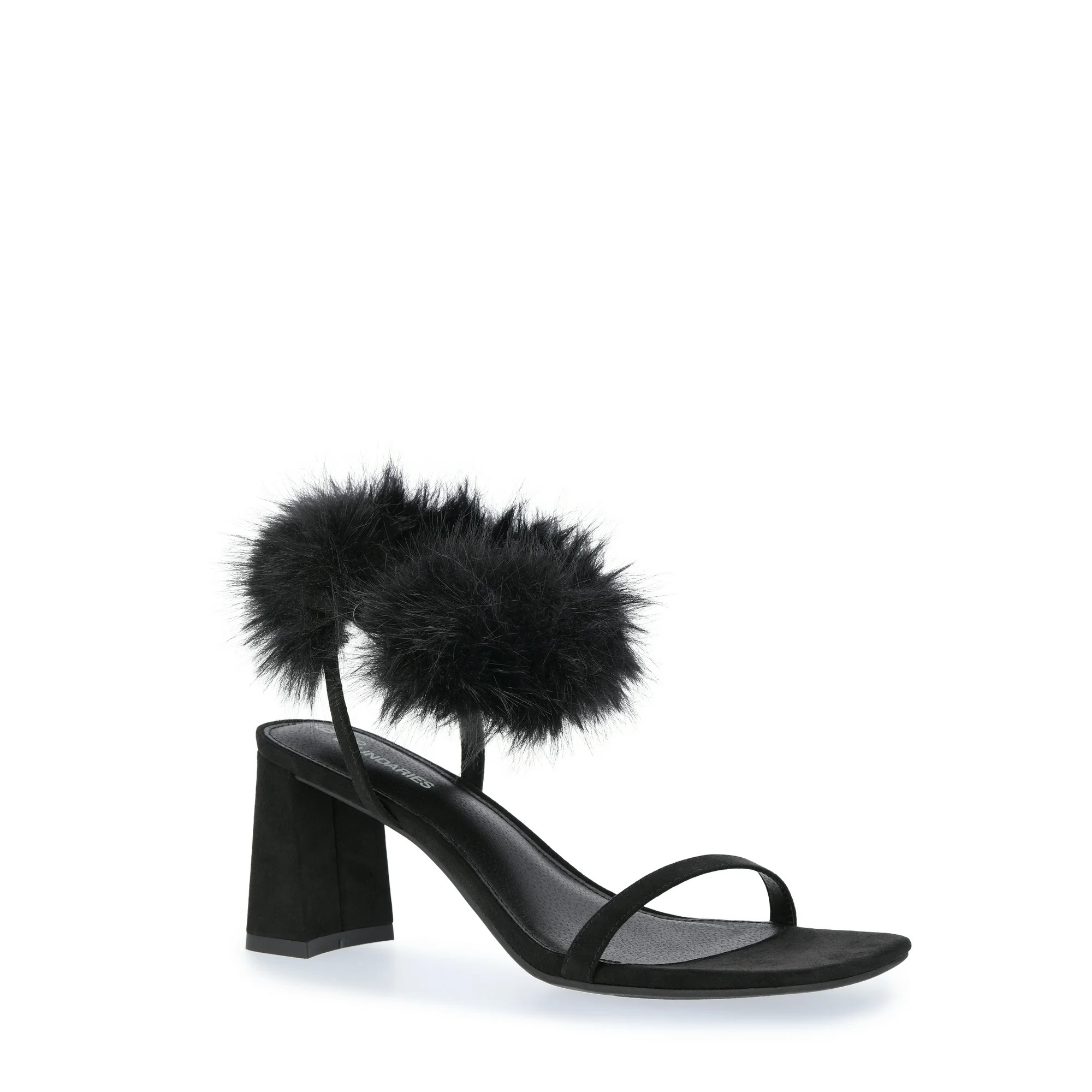 No Boundaries Women's Block Heel with Fur Ankle Strap | Walmart (US)