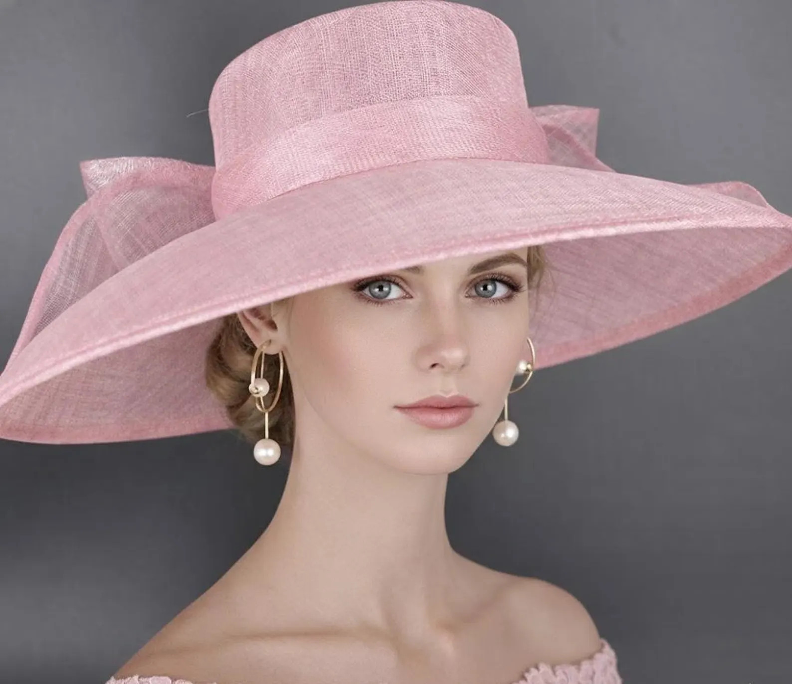 Pink Wide Brim Sinamay Hat With Convertible Bow, Kentucky Derby Ascot Royal Wedding Church Garden... | Etsy (Global)