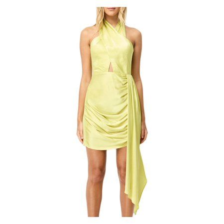 Elliatt Womens Croatia Satin Cut Out Halter Dress Green L | Walmart (US)