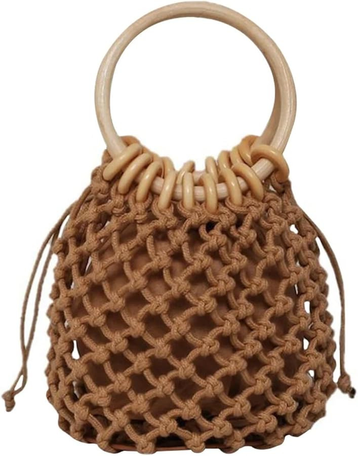 Women Crossbody Bags Summer Straw Woven Rattan Beach Bag Ladies Purses Handbag Wrist Pack Handle ... | Amazon (US)