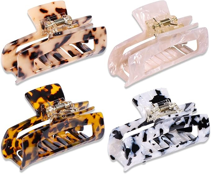 Magicsky 4PCS Hair Claw Clips, Acrylic Hair Banana Barrettes, Celluloid French Butterfly Jaw Clip... | Amazon (CA)