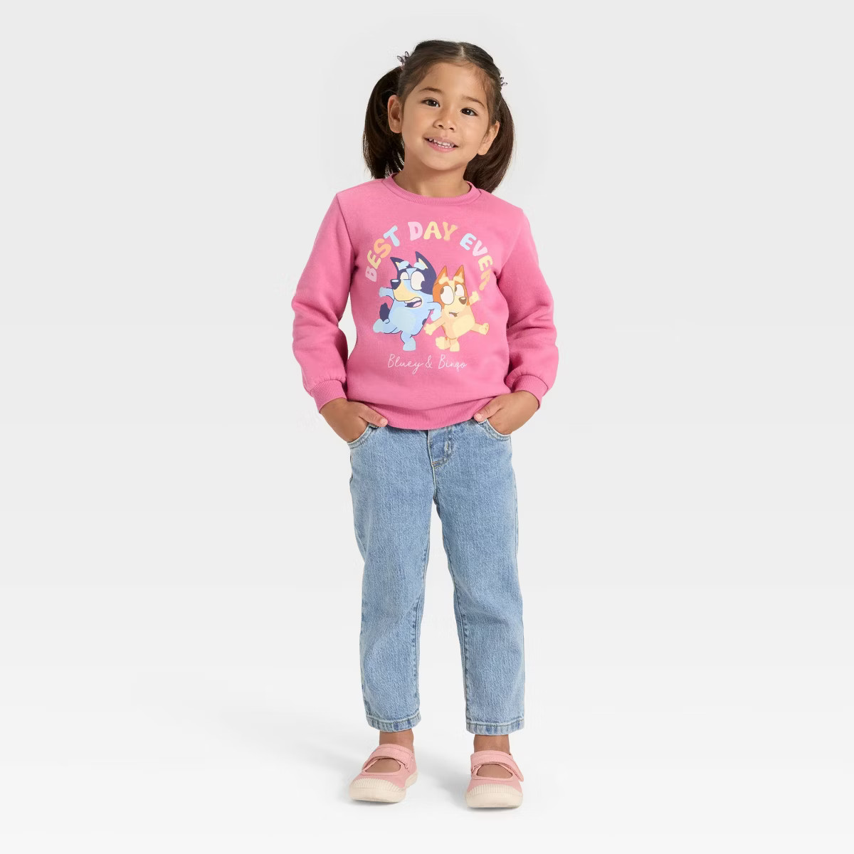 Toddler Girls' Bluey Bingo "Best Day Ever" Fleece Sweatshirt - Pink | Target