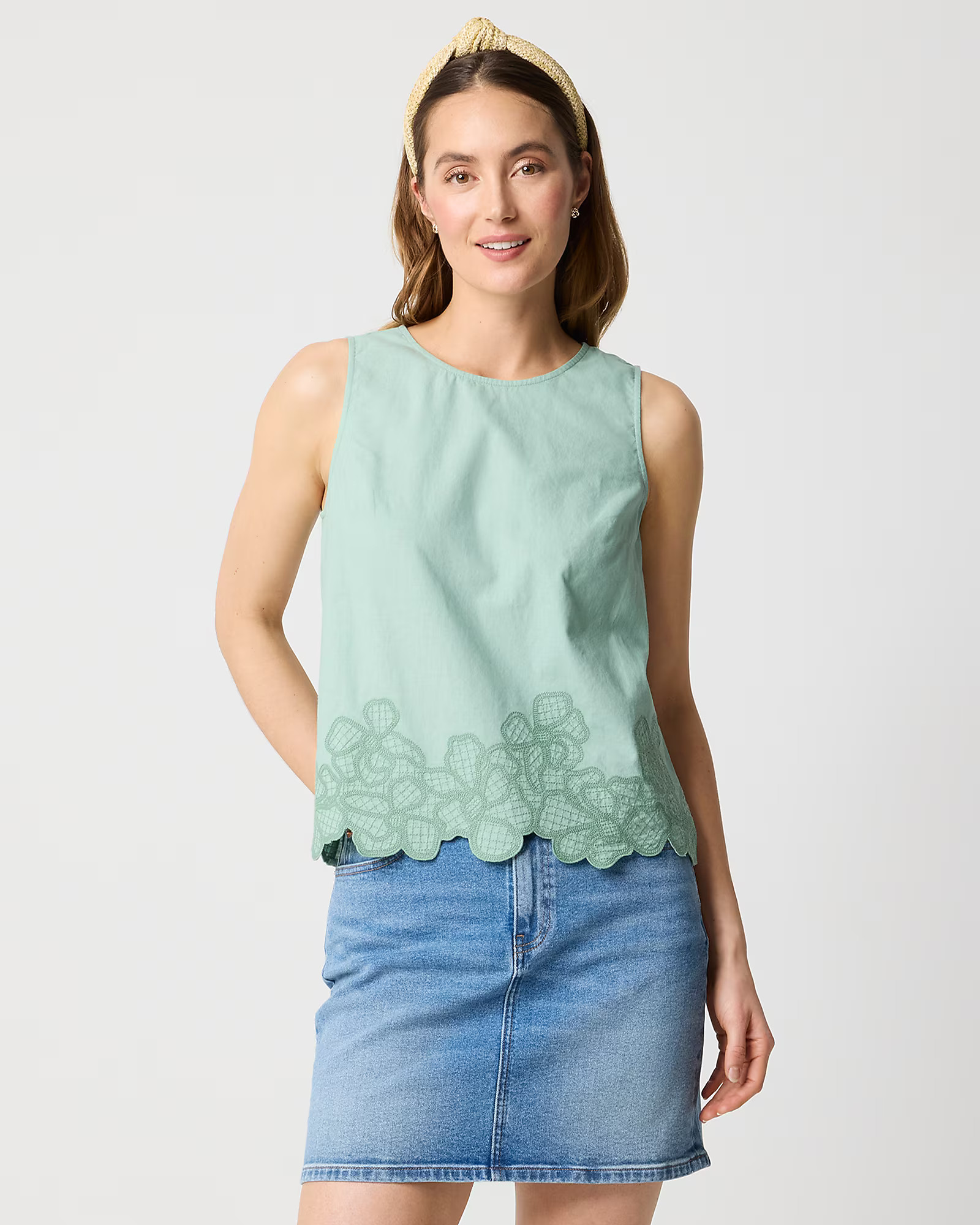 Embroidered-trim shell | J.Crew Factory