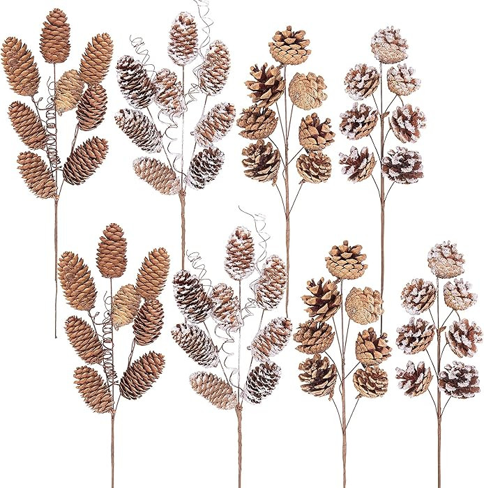 Deloky 8 PCS Large Natural Pinecone Branches Ornaments-14 Inch Spray Pinecones Picks Stmes-Pine C... | Amazon (US)