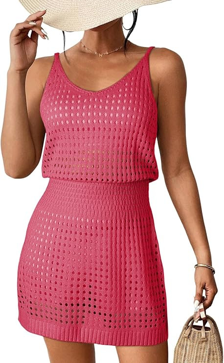 Dokotoo Summer Crochet Hollow Out Knit Beach Bathing Suit Swim Cover Ups Cruise Outfits Vacation ... | Amazon (US)