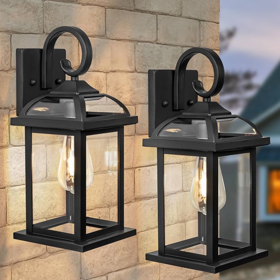 Black Exterior Light Fixtures 2-Pack, Anti-Rust Aluminum Outdoor Wall Lights for House Porch Ligh... | Amazon (US)