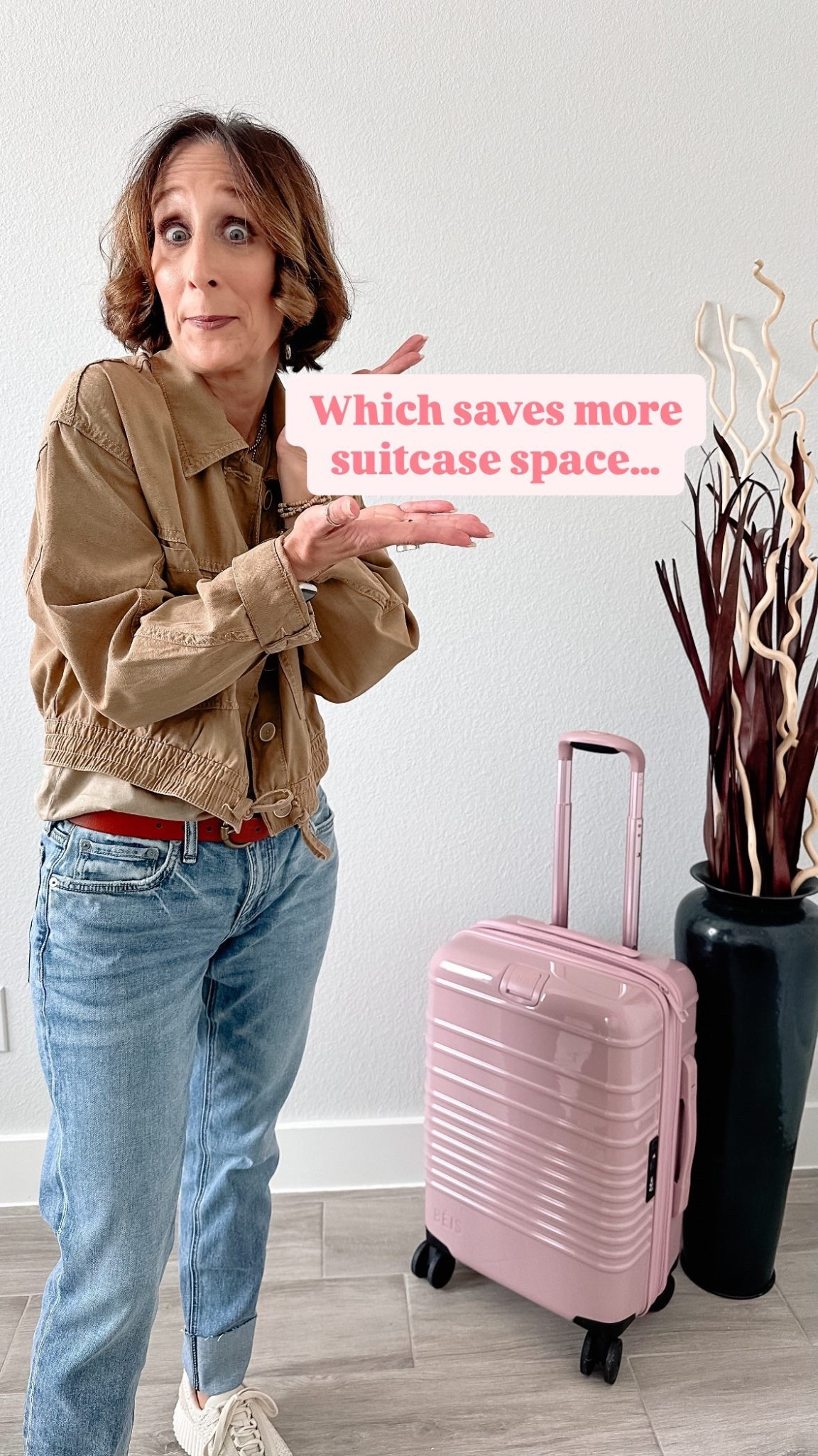 Stack - Fold - or Roll? :: 
Adding the most space into your suitcase for any kind of trip
🧳 
I use all 3 + sometimes Compression Cubes to pack for trips. 
Depending on the activities I’m packing for + clothes & shoes needed for the trip I can squeeze everything I need into a carry-on suitcase + ‘personal item’ bag.
🧳
Stacking + rolling all the shirts together is the best space saver
🧳
Roll all pants tight into the suitcase
🧳
Fold + lay delicate’s on top of the roll & folds👉🏼 {linens, skirts…} & jackets to keep wrinkle-free
🧳
When I really need to stuff tight, I pack in Compression Cubes {you really can stuff extra pieces in by using them & not go over the weight limit }😊
✈️

#LTKTravel