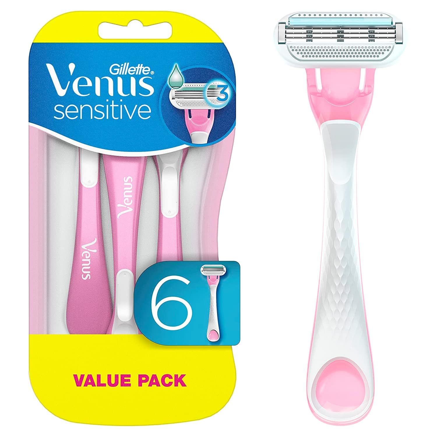 Gillette Venus Sensitive Disposable Razors for Women with Sensitive Skin, Delivers Close Shave wi... | Amazon (US)