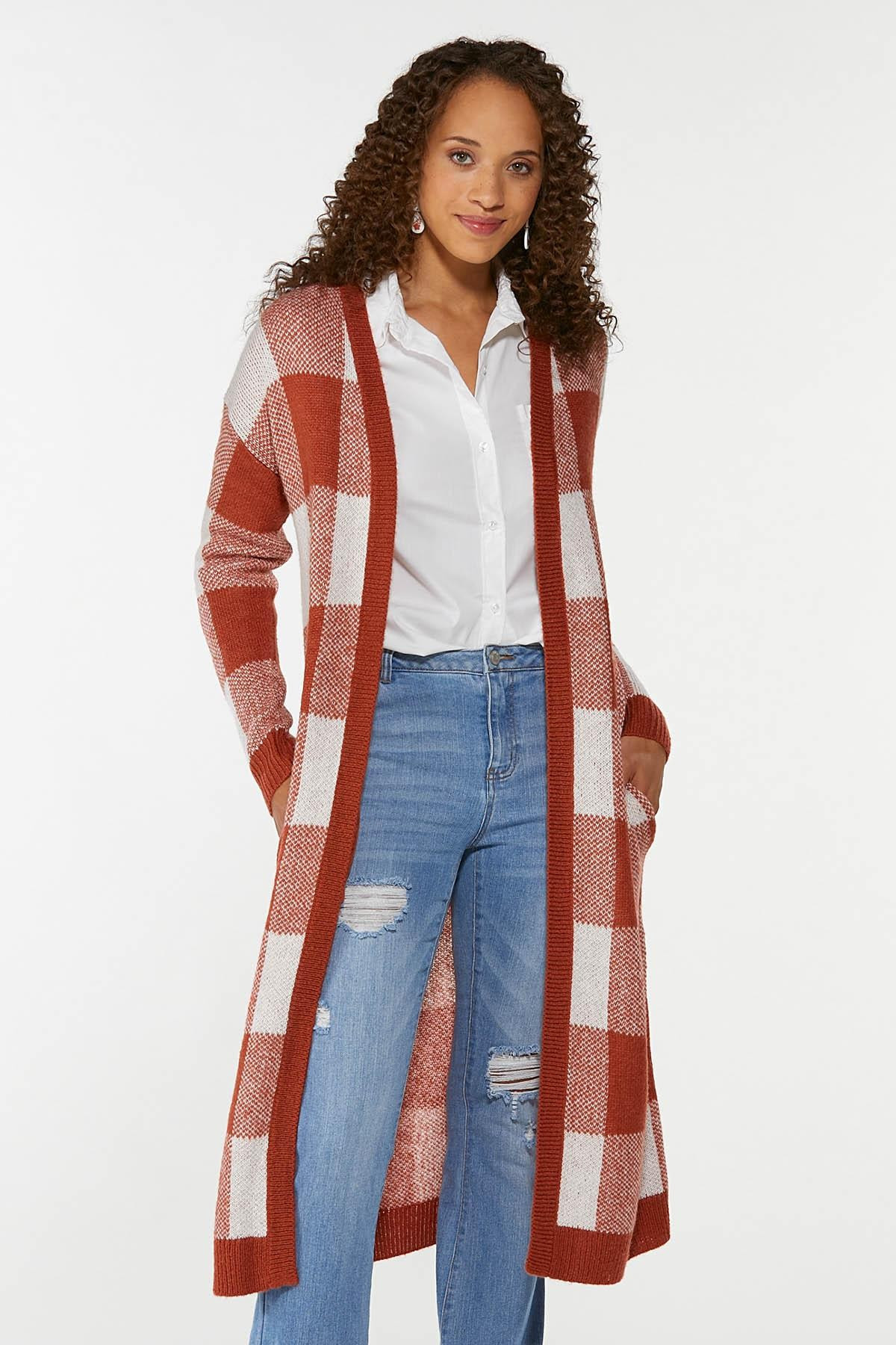 Amber Plaid Cardigan Sweater | Cato Fashions