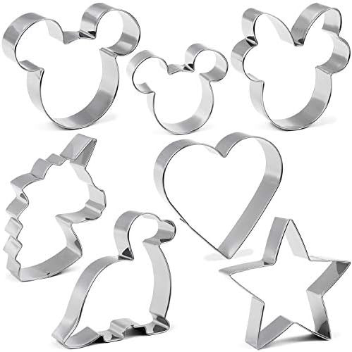 Cookie Cutter for Kids,Mickey & Minnie Mouse Unicorn Dinosaur Heart Star Shapes Stainless Steel C... | Amazon (US)