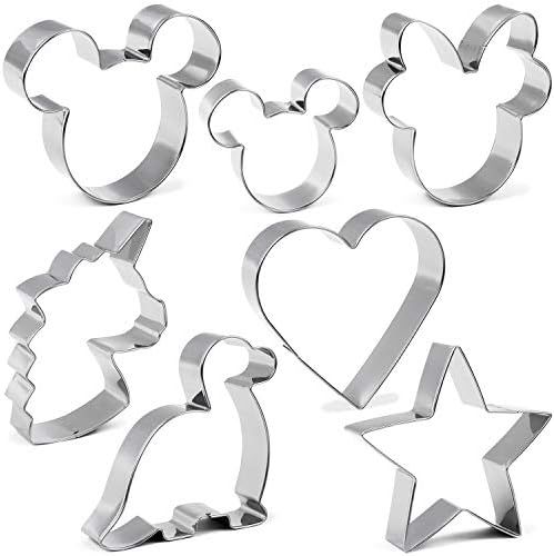 Cookie Cutter for Kids,Mickey & Minnie Mouse Unicorn Dinosaur Heart Star Shapes Stainless Steel C... | Amazon (US)