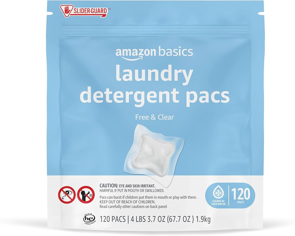 Amazon Basics Laundry Detergent Pacs, Hypoallergenic, Free & Clear, 120 Count (Previously Solimo) | Amazon (US)
