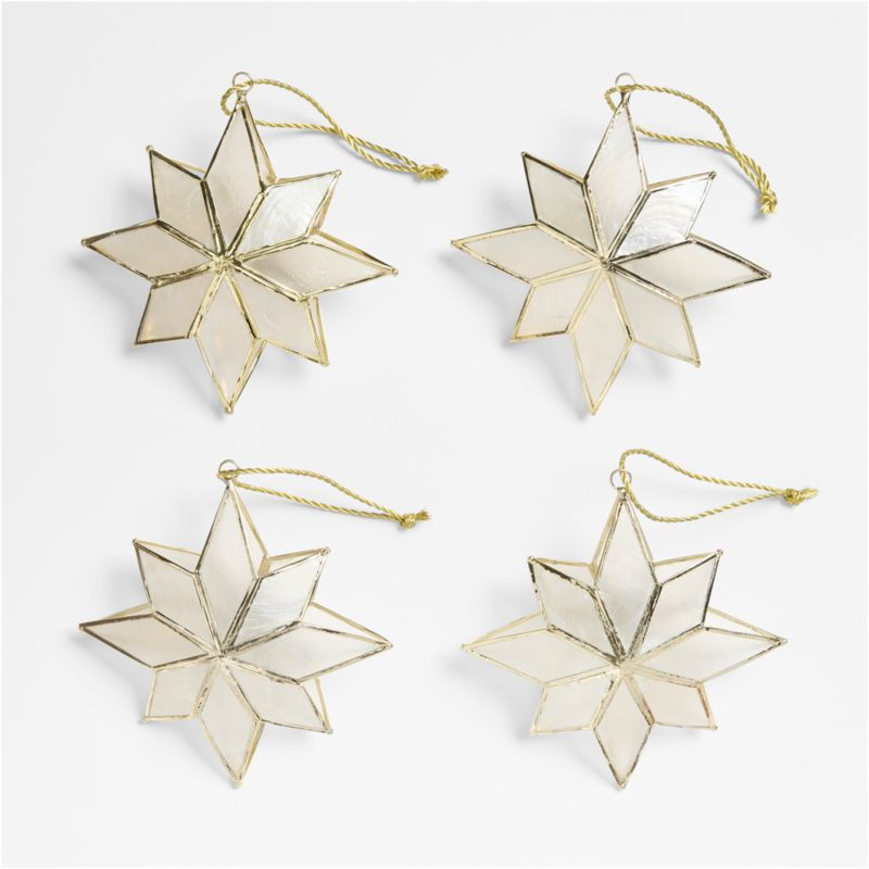 Capiz Snowflake Christmas Tree Ornament, Set of 4 + Reviews | Crate & Barrel | Crate & Barrel