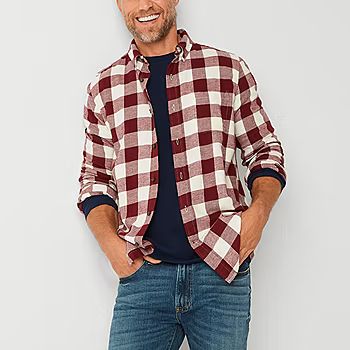St. John's Bay Mens Long Sleeve Classic Fit Flannel Shirt | JCPenney