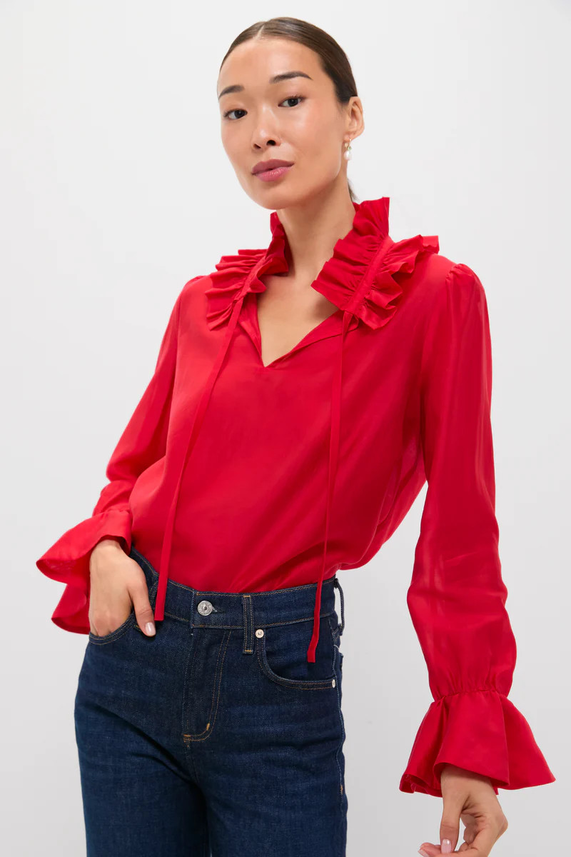 Red Organza Bouvier Blouse | Tuckernuck (US)